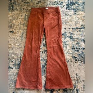 Rust Corduroy Flare Pants